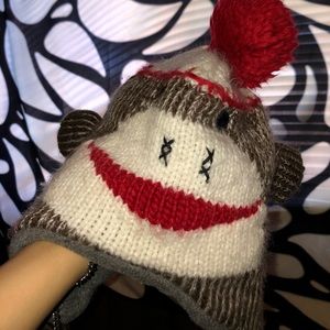 Sock monkey trapper hat